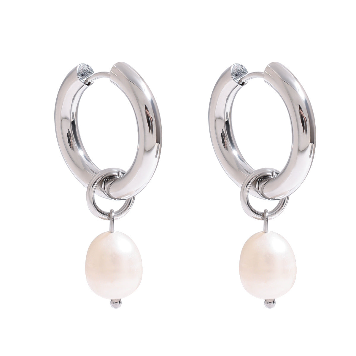 Elegant Geometric Stainless Steel Plated Pearl Earrings for Women