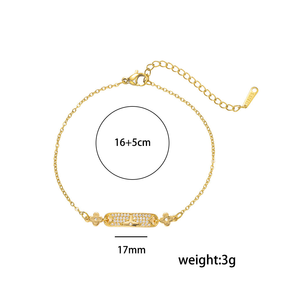 Bracciale Minimalista Geometrico in Acciaio al Titanio da Donna con Intarsio di Strass, Design a Doppio Anello, Sensazione di Lusso, Accessorio di Moda