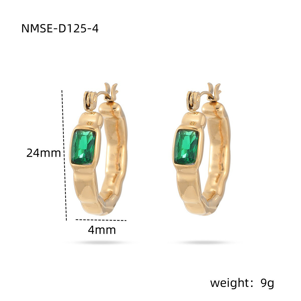 Orecchini da donna in titanio a forma quadrata, minimalisti, con intarsio in zircone colorato e finitura placcata