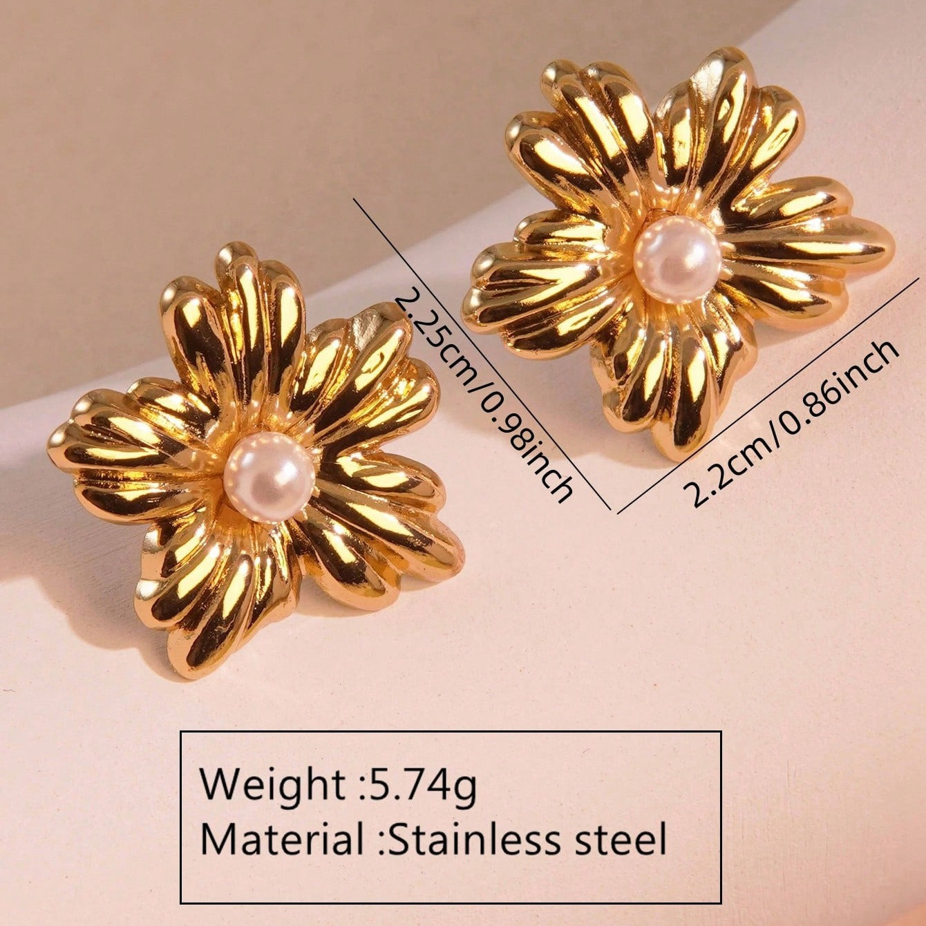Elegant Gold Plated Stainless Steel Leaf Earrings for Women