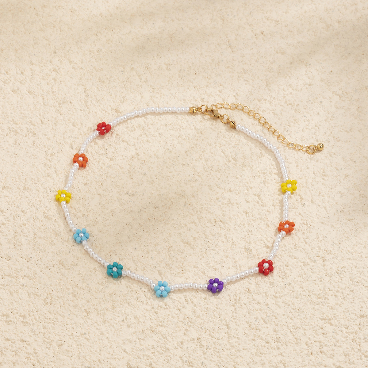 Vintage Bohemian Geometric Handwoven Seed Bead and Pearl Necklace with Snake Chain for Women