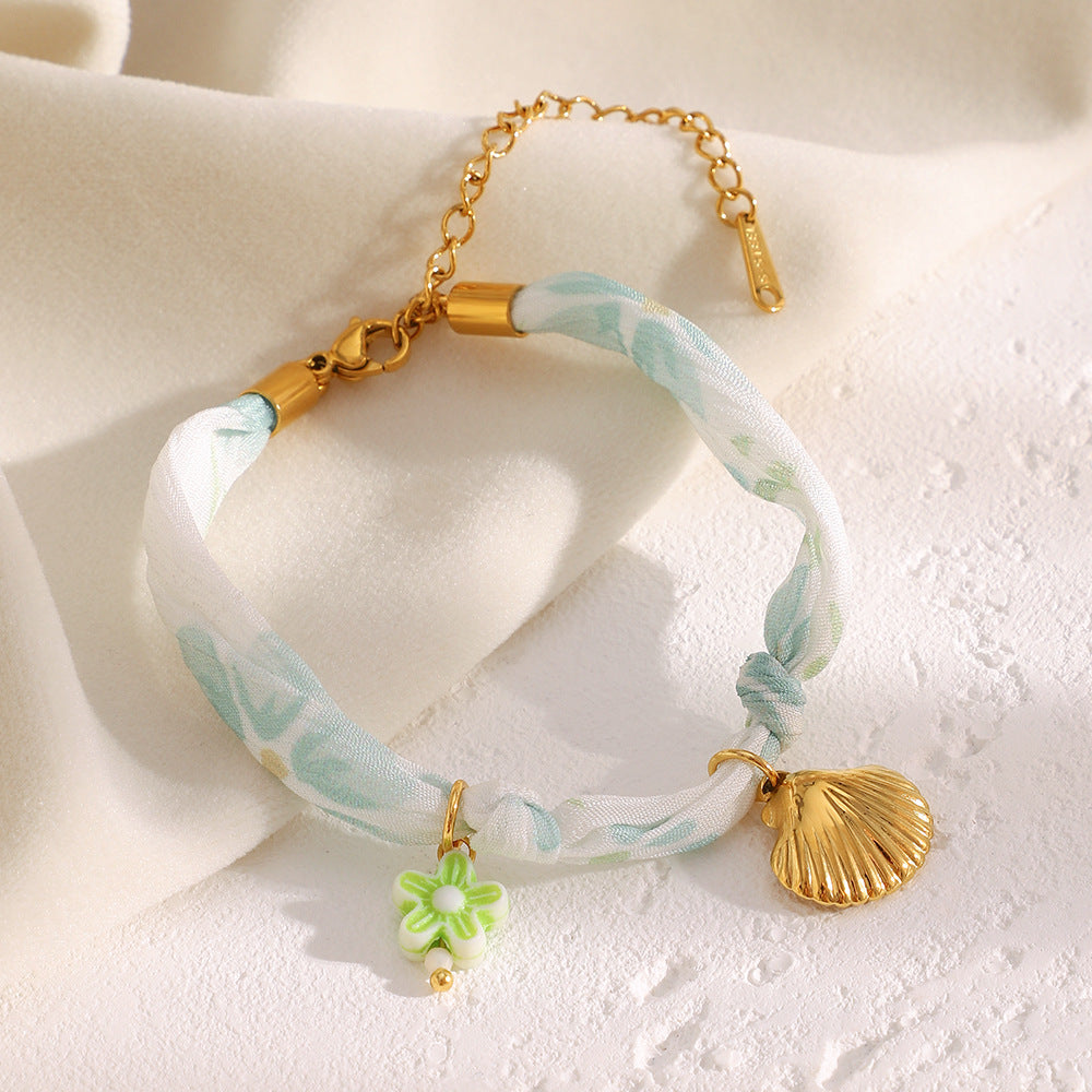 Bracciale alla moda conchiglia geometrica in acciaio inossidabile placcato oro 18 carati da donna
