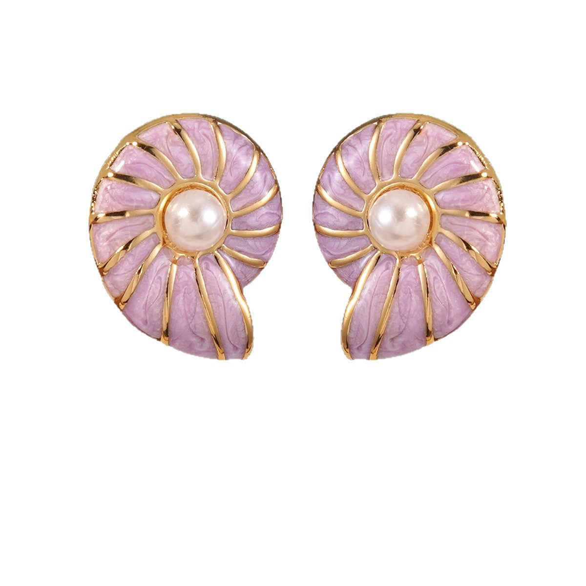 Sweet Streetwear Drip Oil Geometric Resin Conch Earrings with Stainless Steel Posts