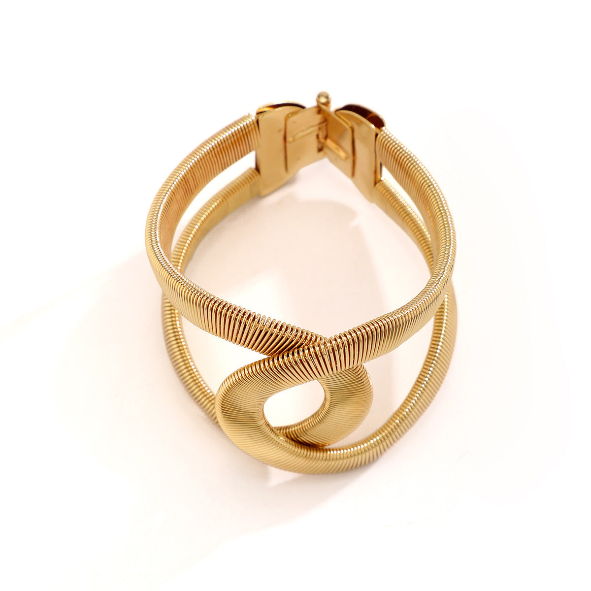 Punk Geometric Oval Plated Iron Adjustable Cuff Bracelet