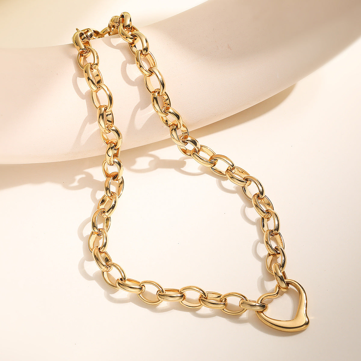 Minimalist Heart Geometric Stainless Steel PVD Pendant Necklace for Women