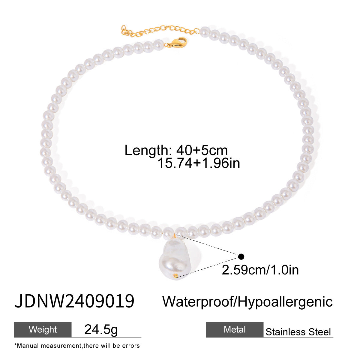 Collana da donna vintage minimalista girocollo in acciaio inossidabile con strass intarsiati e catena di perle