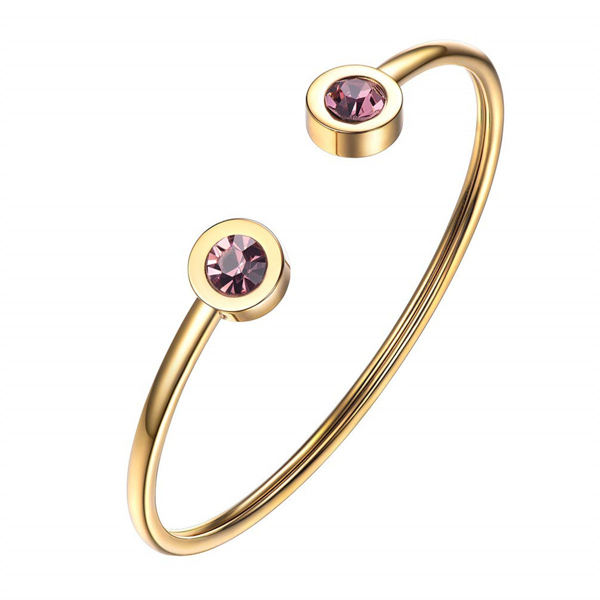 Pulsera minimalista geométrica de acero inoxidable con piedra de nacimiento de diciembre para mujer