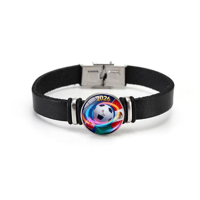 Geometric Plated Leather Bracelet Unisex Fashion Bangle
