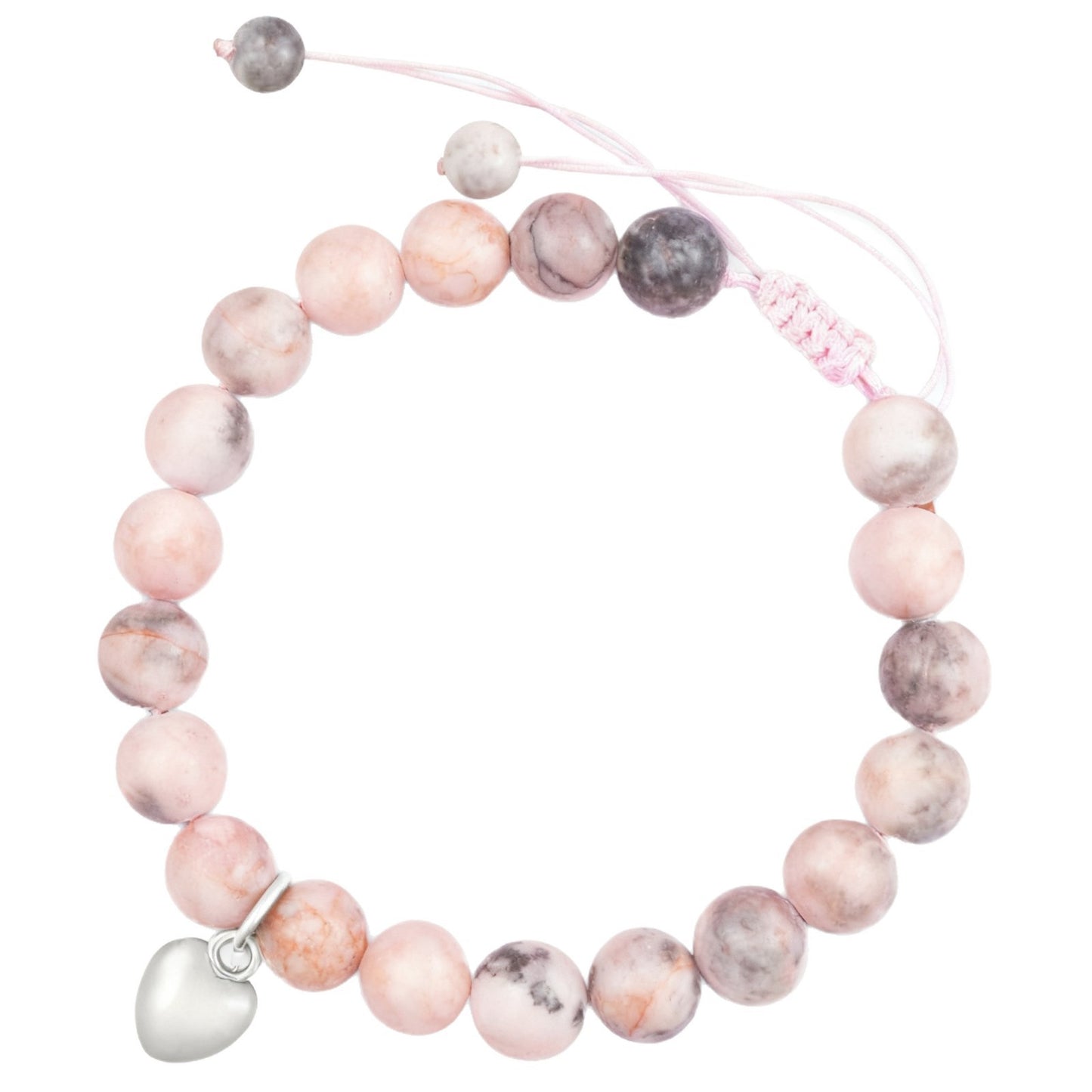Minimalist Pink Zebra Print Heart Stainless Steel Bracelet for Women