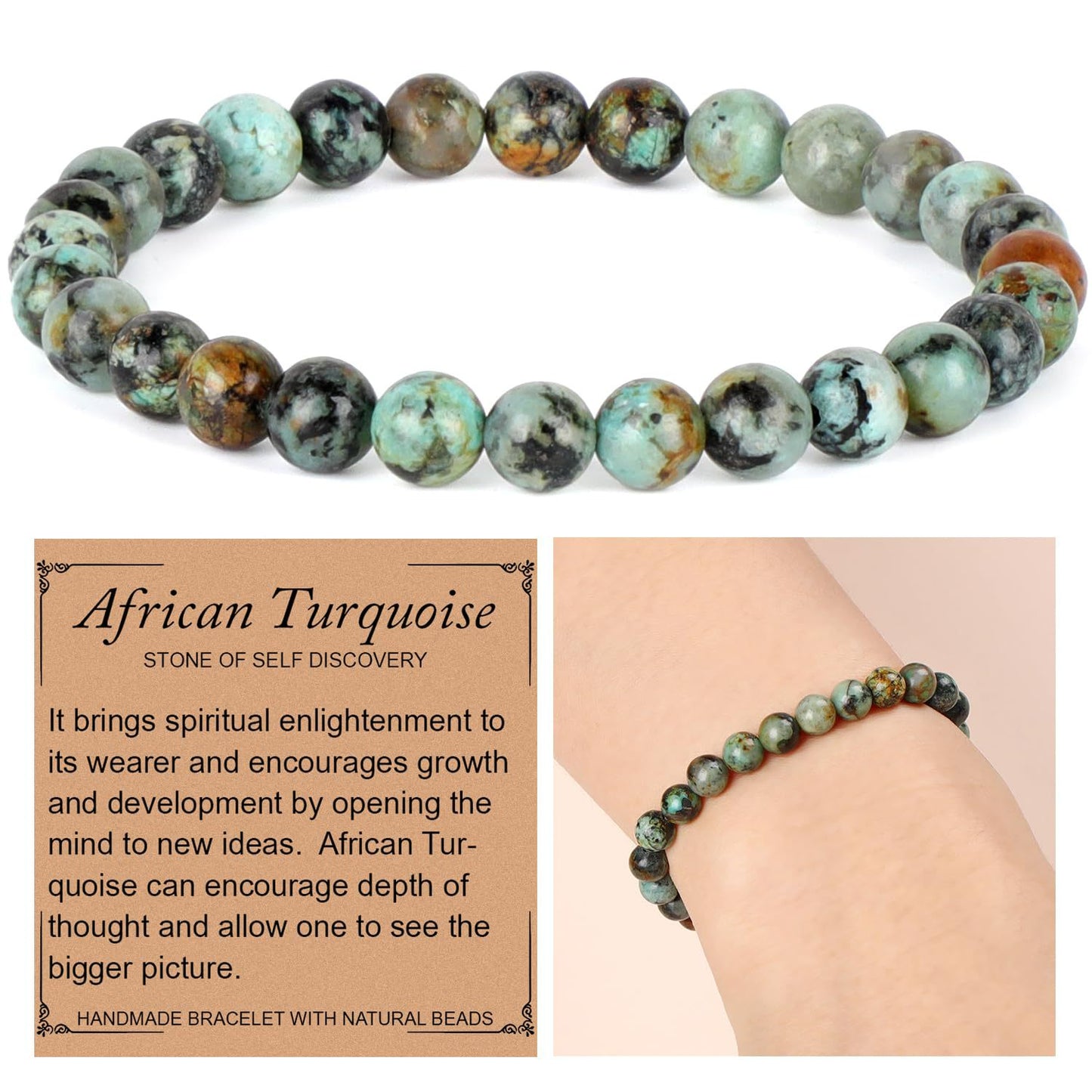 Natural Crystal Agate Round Beaded Stretch Bracelet Unisex