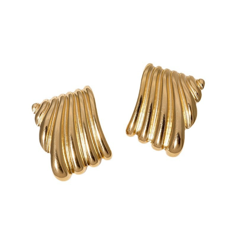 Orecchini geometrici minimalisti in acciaio inossidabile placcato oro da donna con design a linea pulita e forma quadrilatera