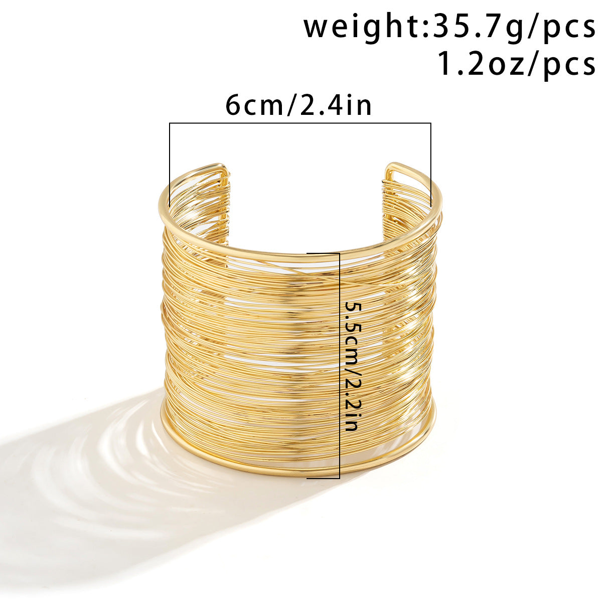 Bracciale rigido da donna in metallo geometrico in stile vintage con finitura placcata e design aperto regolabile
