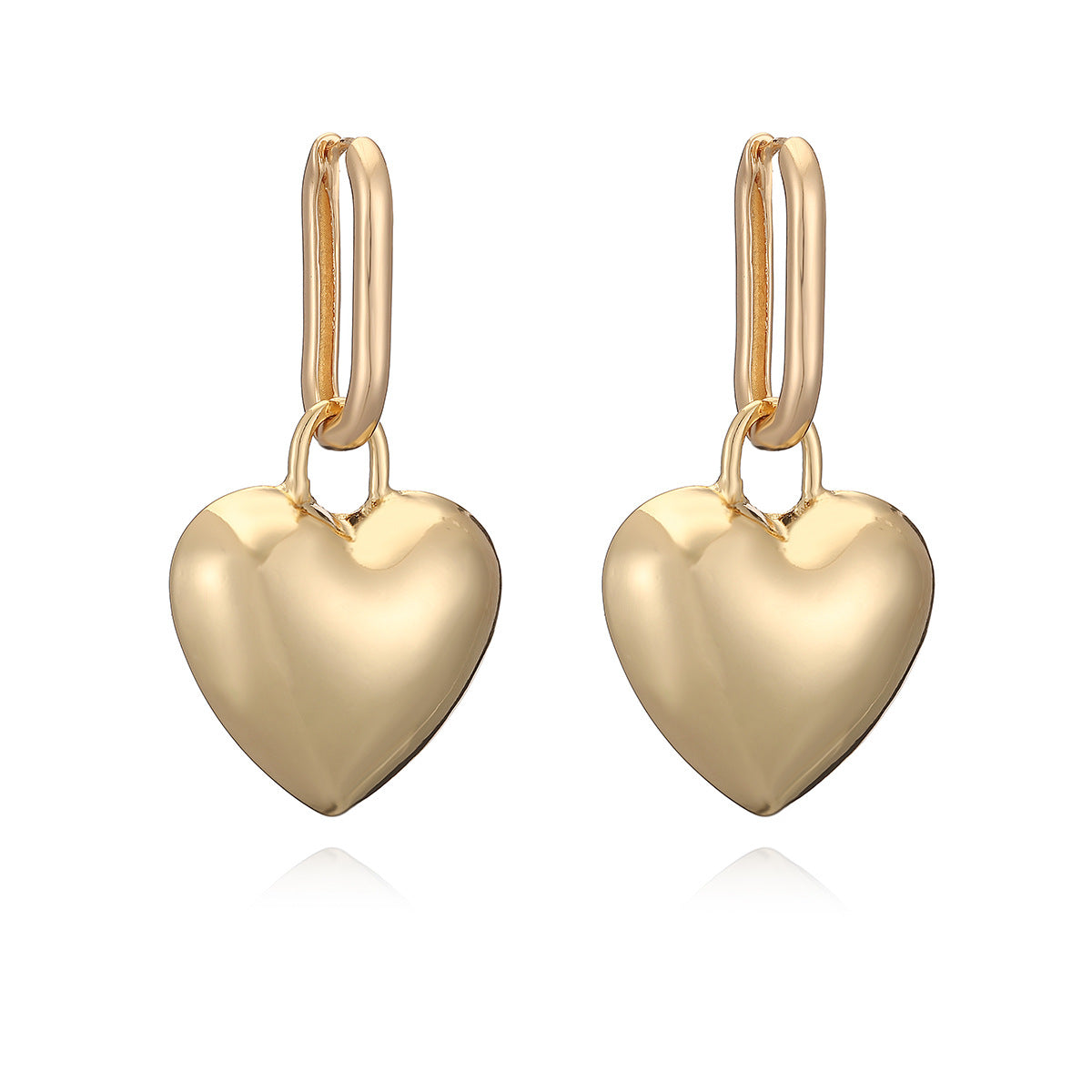Minimalist 18K Gold Plated Brass Heart Geometric Earrings for Women