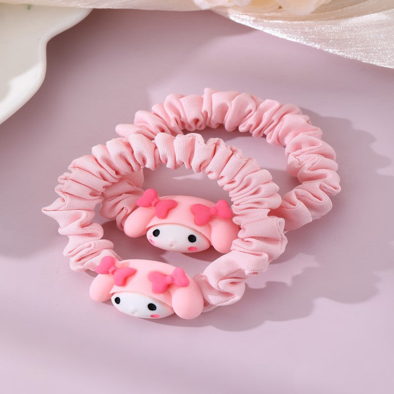 Cartoon Character Hair Tie for Kids with Knitted Fabric Construction in Pastel Macaron Color Palette, Princess-Themed Elastic Headband for Girls Aged 3 to 10 Years