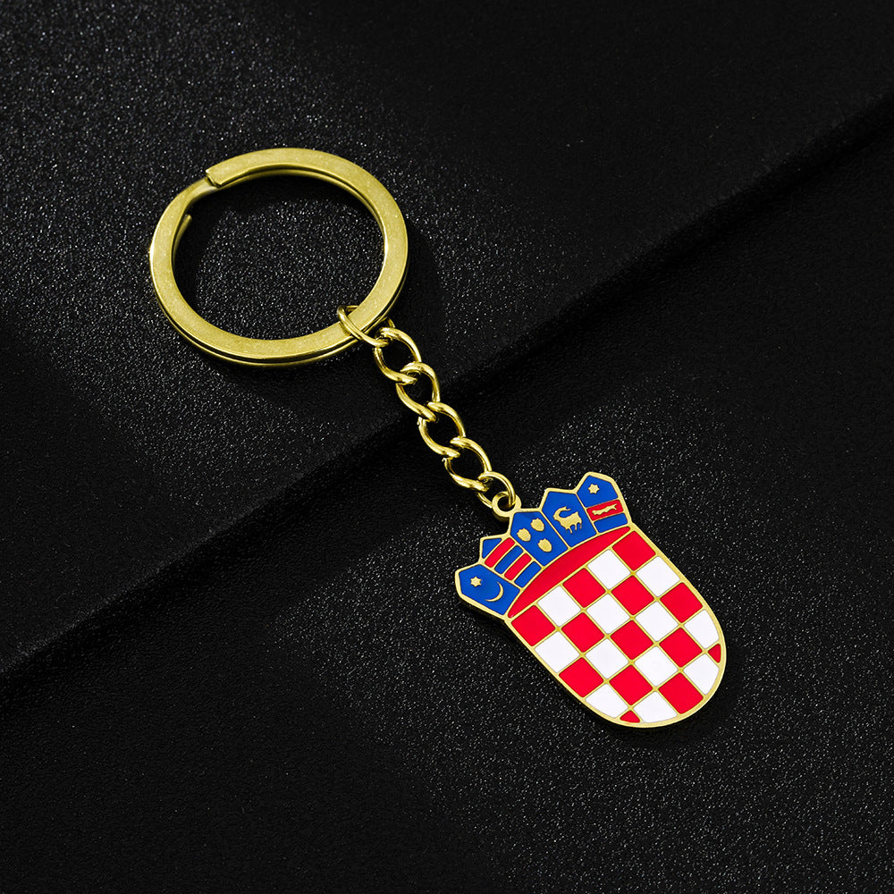Llavero con Insignia Étnica Croata Vintage en Acero de Titanio para Hombres y Mujeres