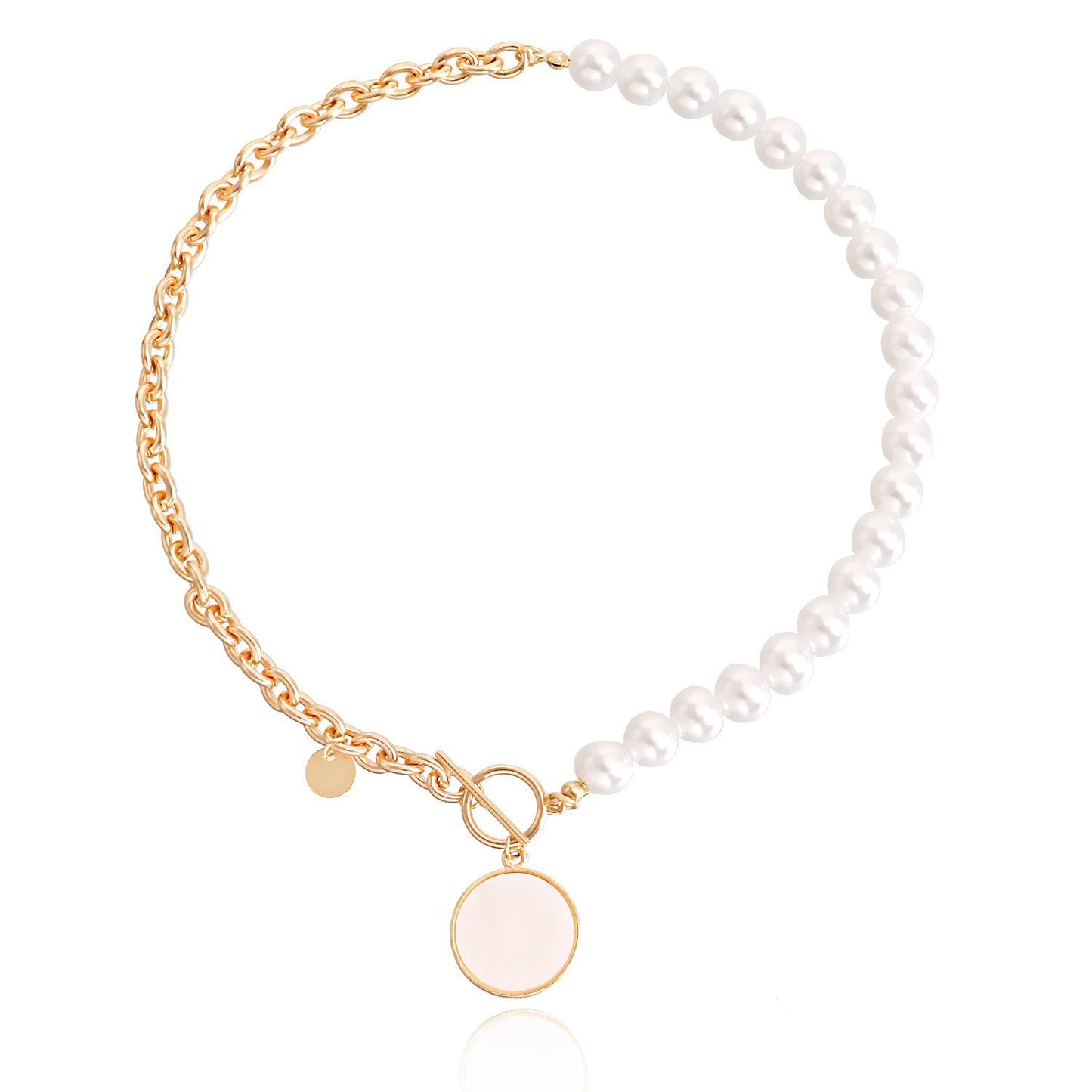INS Style Heart and Cross Pendant Necklace for Women Alloy Chain with Electroplated Finish