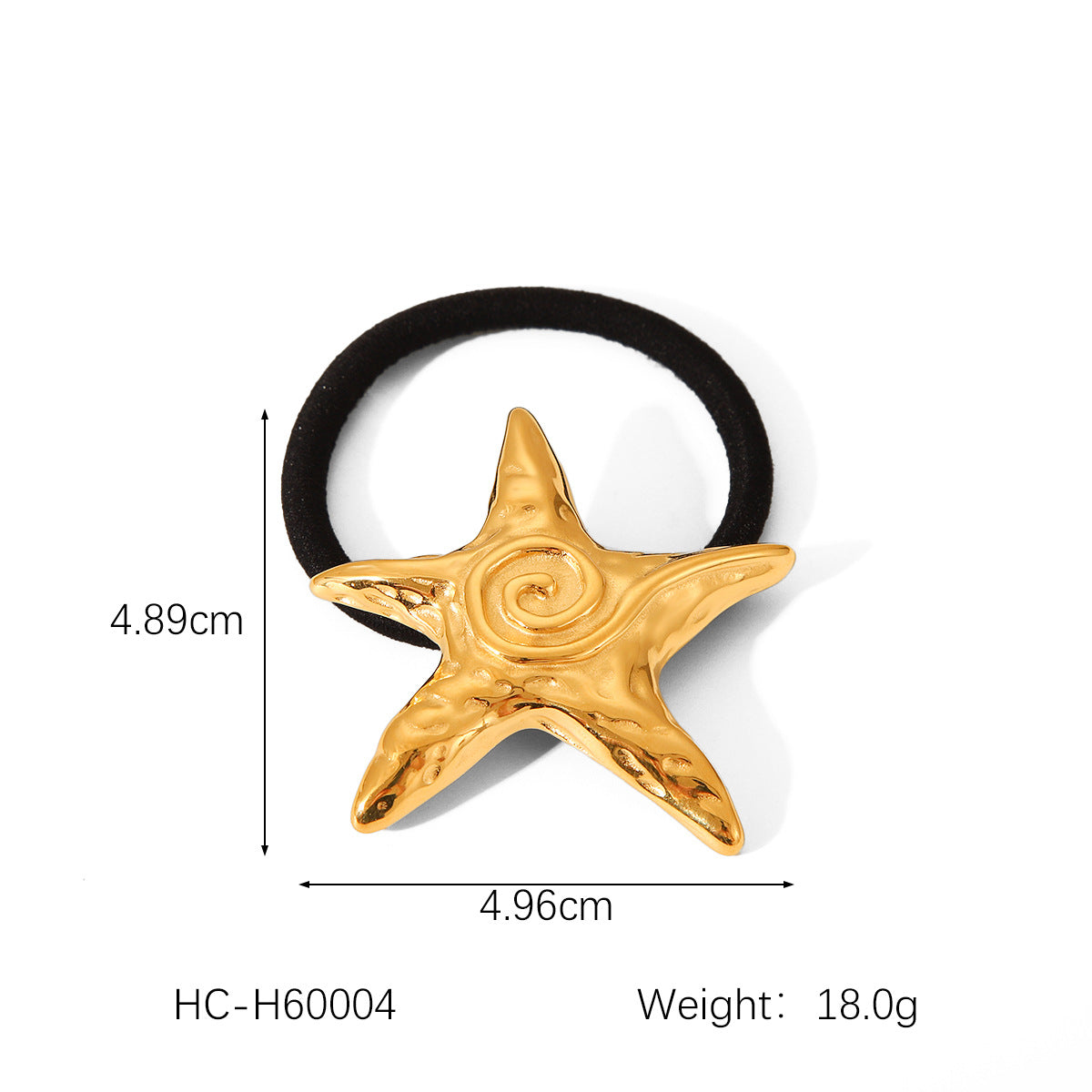 Horquilla de estrella de mar de acero inoxidable bañada en oro de 18 quilates, estilo Ins, con alta elasticidad para coleta de caballo