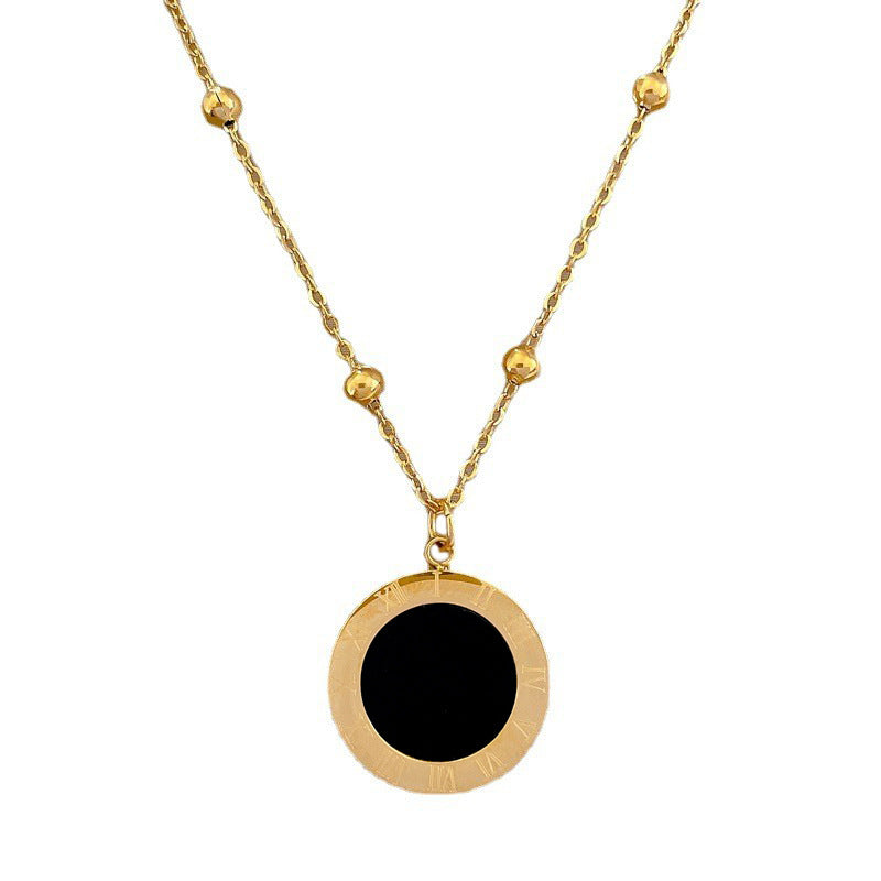 Minimalist Titanium Steel Geometric Shell Pendant Necklace for Women and Men - Gold-Plated Clavicle Chain