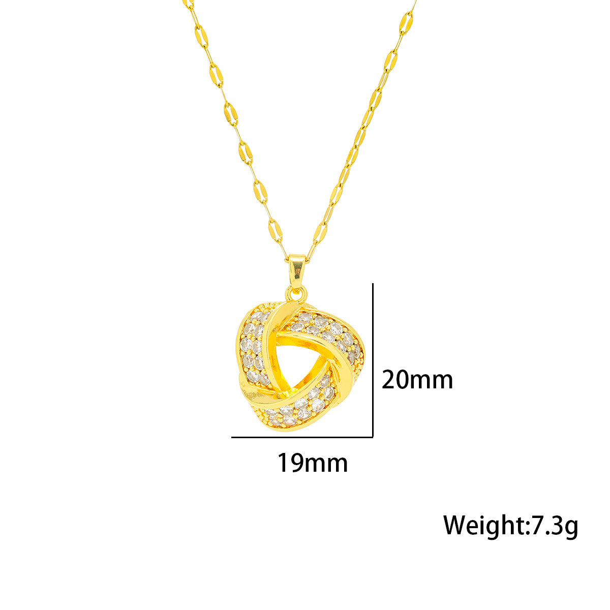 Minimalist Geometric Pendant Necklace for Women in Titanium Steel with Rhinestone Inlay and Wavy Chain