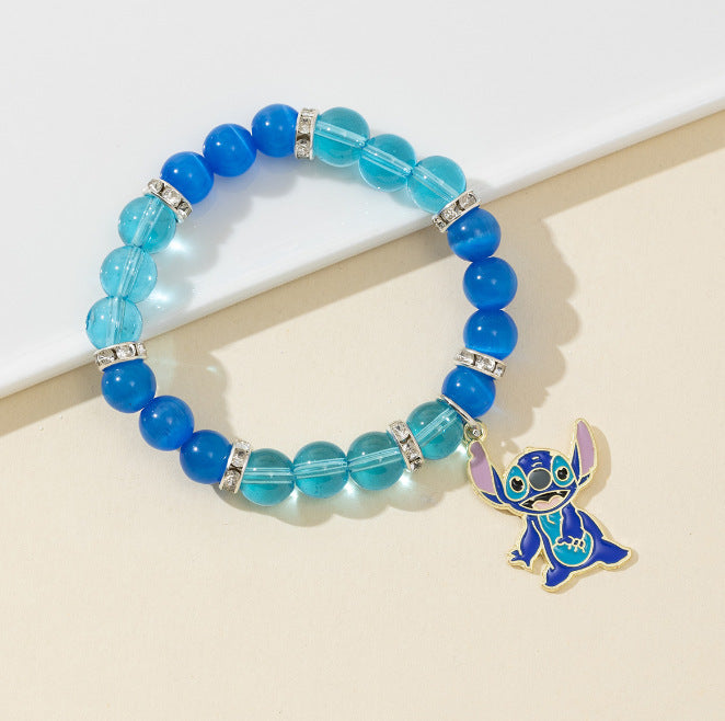 Bracciale per bambini fatto a mano con perline a forma di stella in resina, con design della Principessa Anna e accenti di cristallo