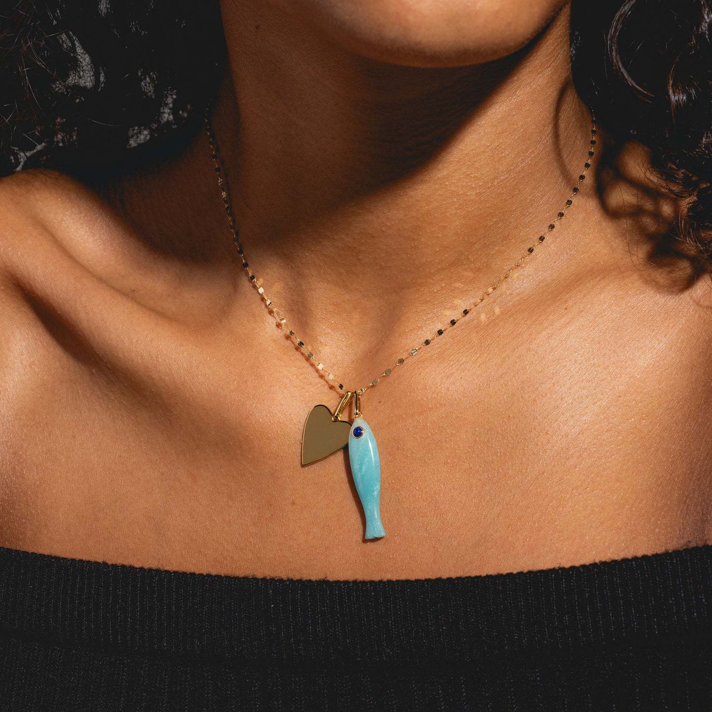 Vintage Heart Round Drip Oil Titanium Steel Necklace for Women