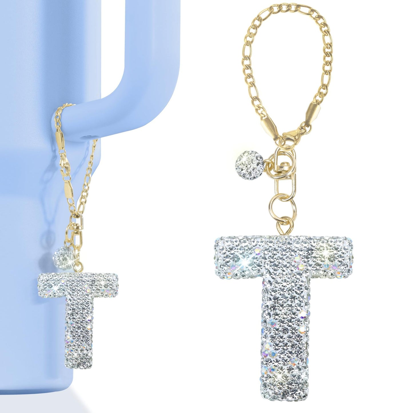 Rhinestone Inlaid Letter Resin Charm Bar