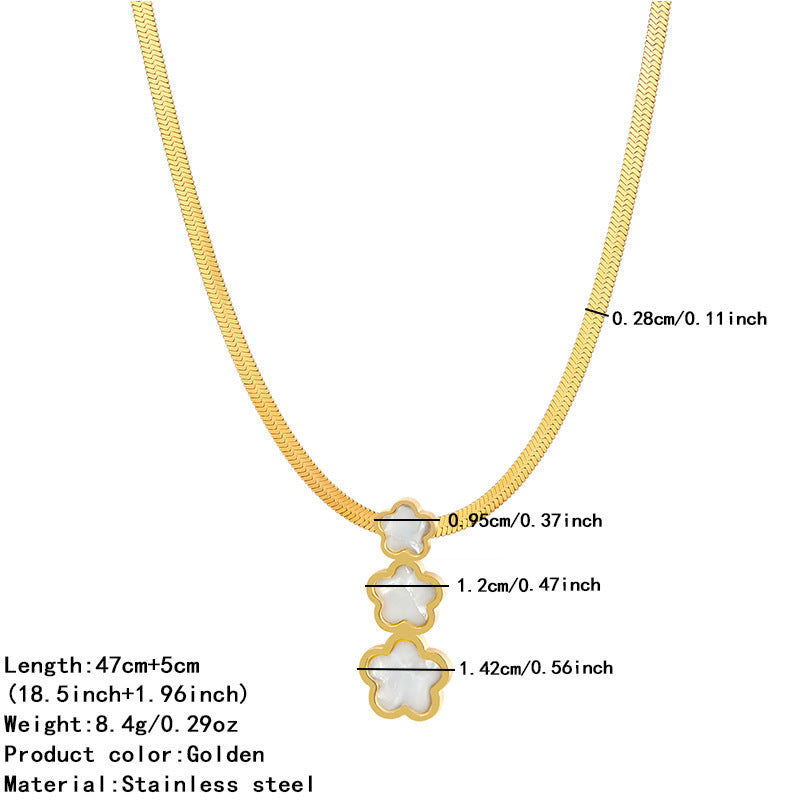 Elegant 18K Gold Plated Floral Titanium Steel Pendant Necklace Stainless Steel Snake Chain for Women