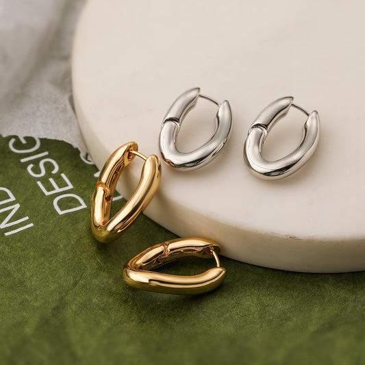 Pendientes Geométricos Irregulares Minimalistas de Cobre con Baño de Oro Real para Mujer