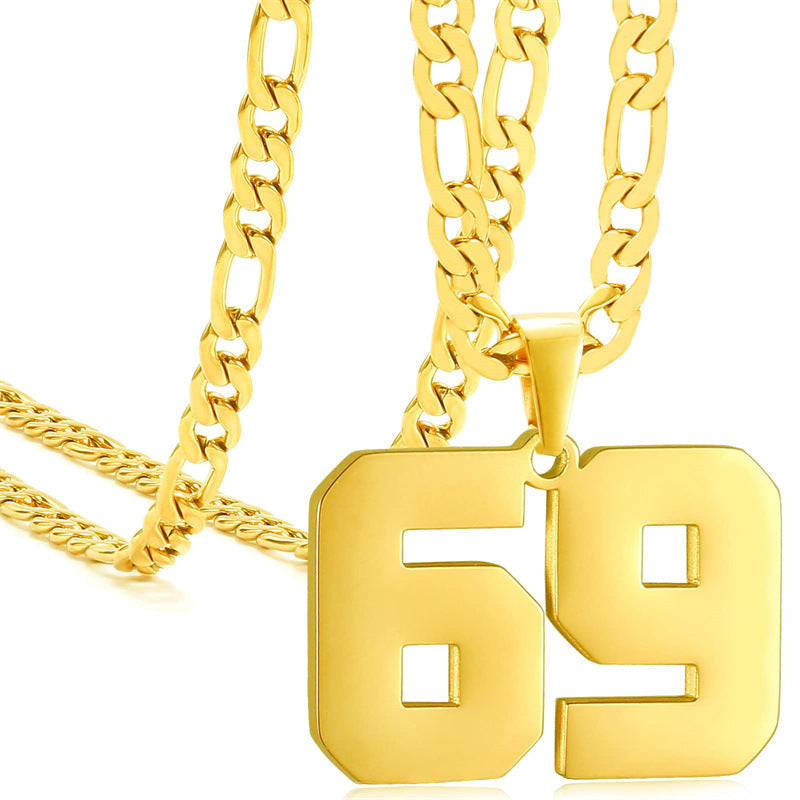 Minimalist Numeric Pendant Necklace for Men and Women Stainless Steel Chain with Polished Titanium Steel Charm