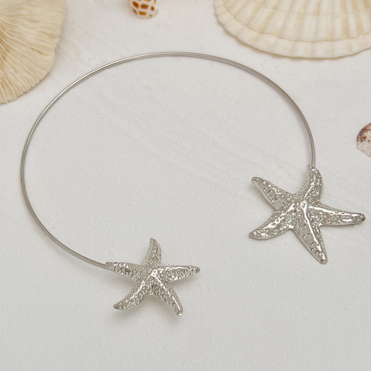 Collana girocollo da donna in lega a forma di stella e fiore in stile vacanza con tema spiaggia e oceano