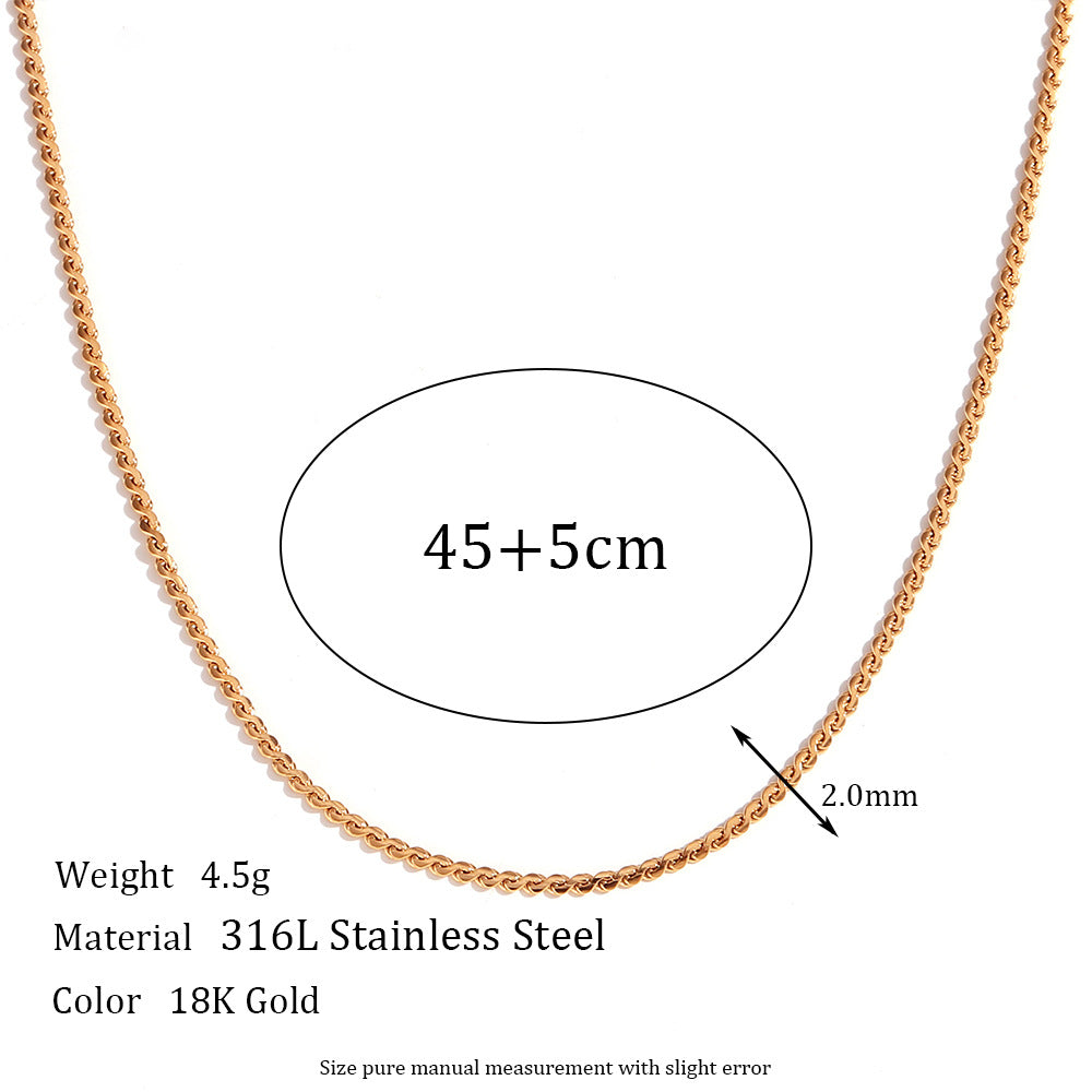 Conjunto de collar de acero de titanio geométrico minimalista con cadena de acero inoxidable bañada en oro de 18K para mujer