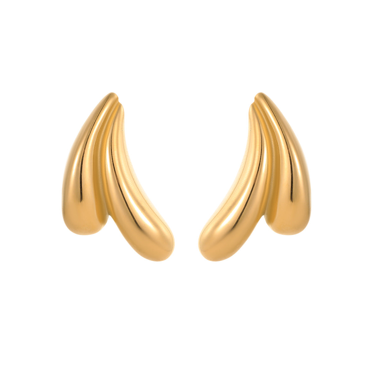 Orecchini da donna minimalisti in acciaio inossidabile a forma di cuore placcati oro 18 carati