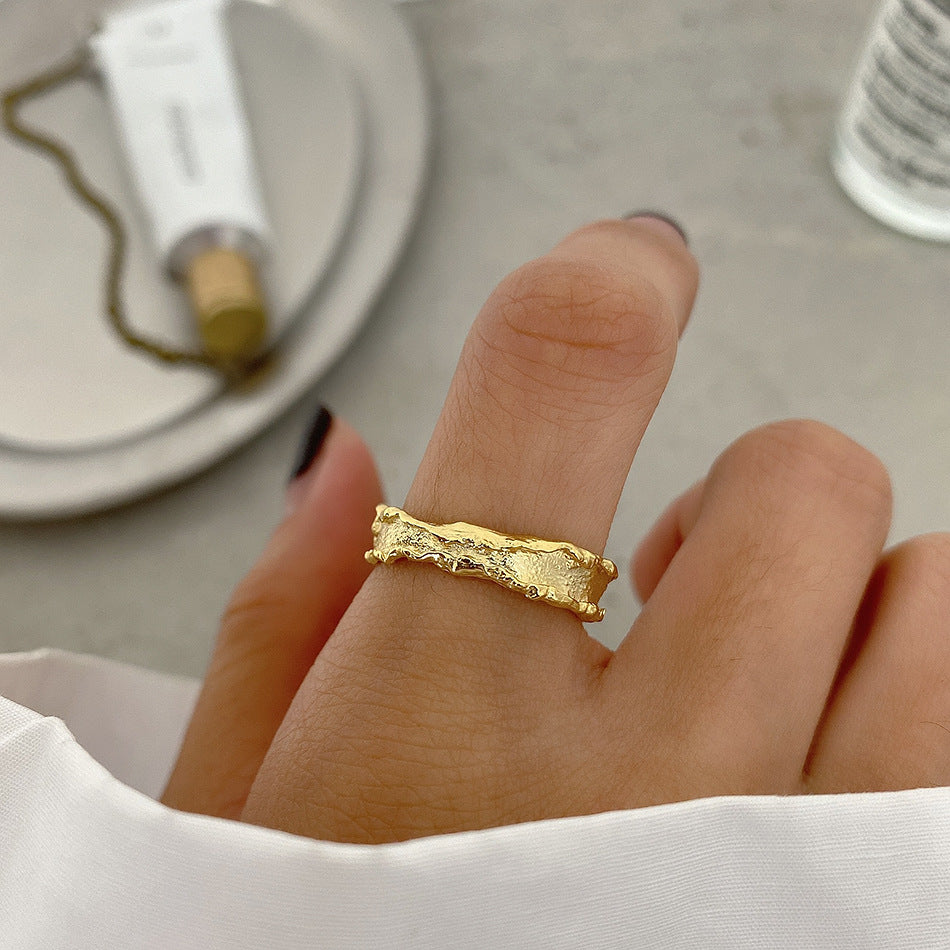 Sweet 925 Sterling Silver Chain Texture Ring for Women