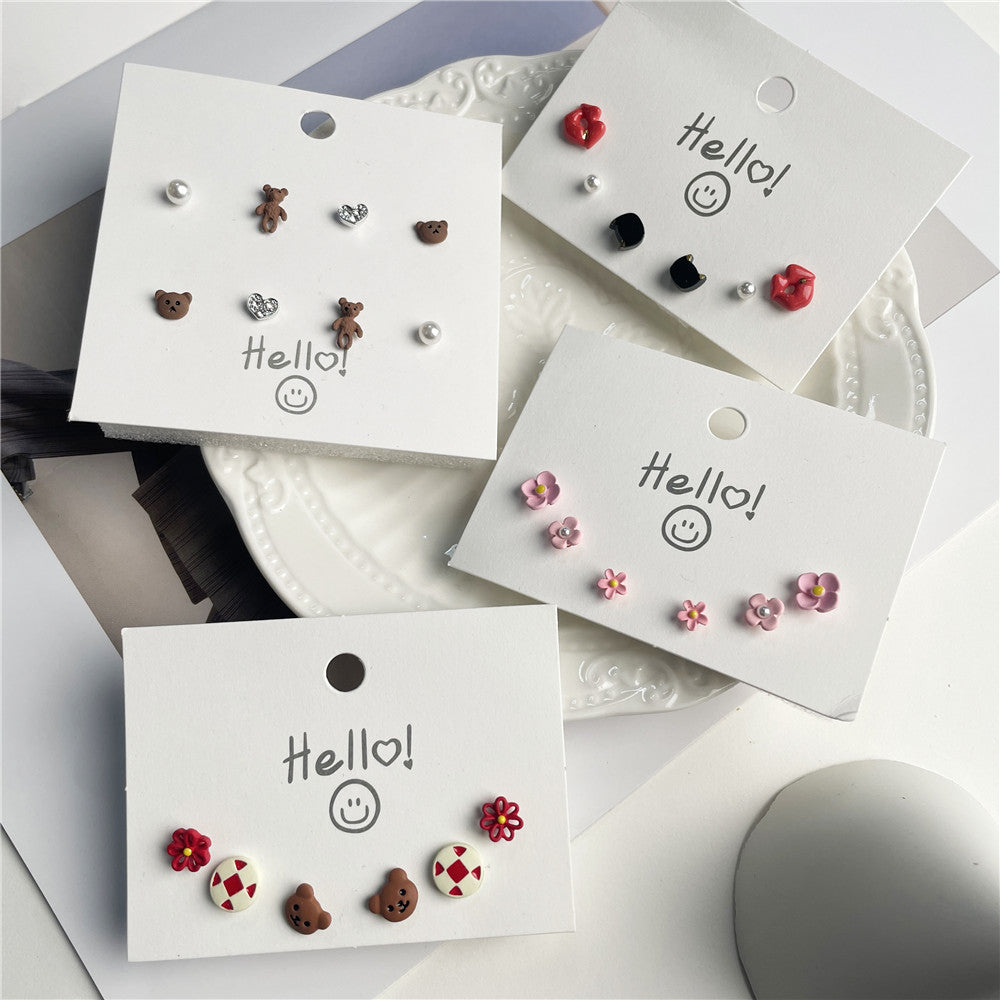 Minimalist Sweet Cartoon Heart 925 Sterling Silver Ceramic Plated Earrings