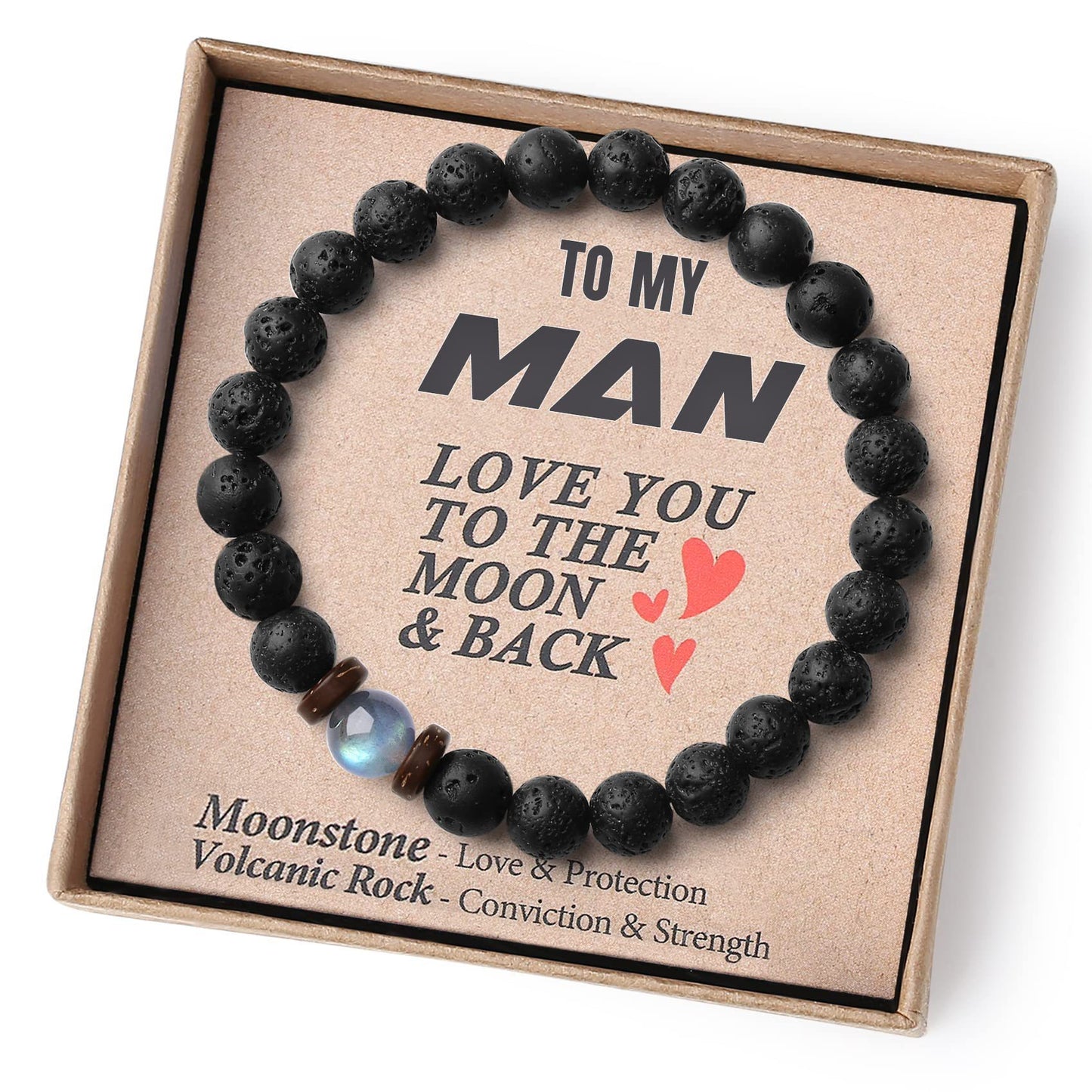 Vintage Bohemian Geometric Zebra Print Volcanic Stone Bracelet for Men