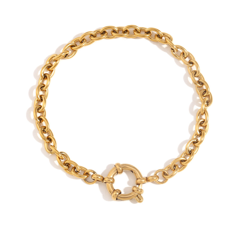 Minimalist Geometric Stainless Steel Plated 18K Gold Blade Chain Bracelet with Spring Clip Closure
