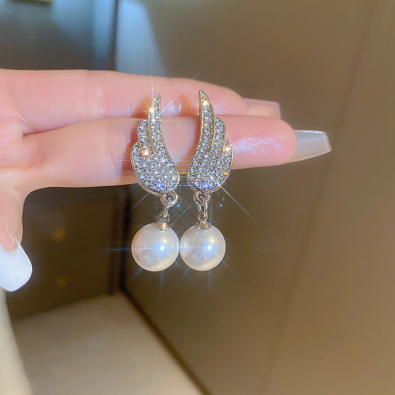 Eleganti Orecchini a Perno da Donna in Stile Francese Vintage con Zirconi Geometrici e Perle Imitazione