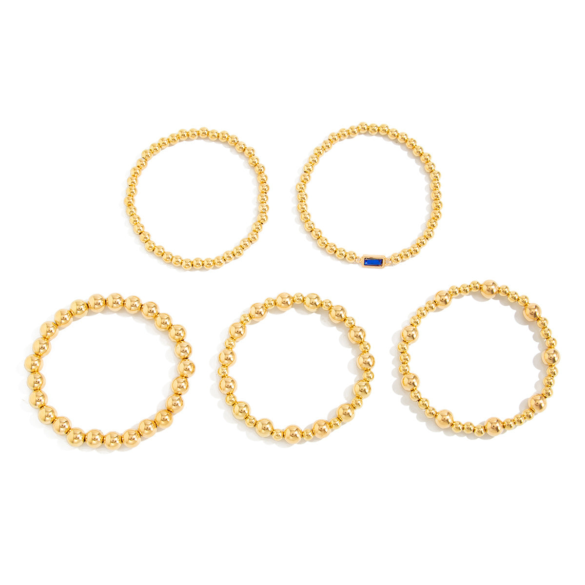 Minimalist Geometric Round Acrylic Plated Rhinestone Beaded Stretch Bracelet for Women