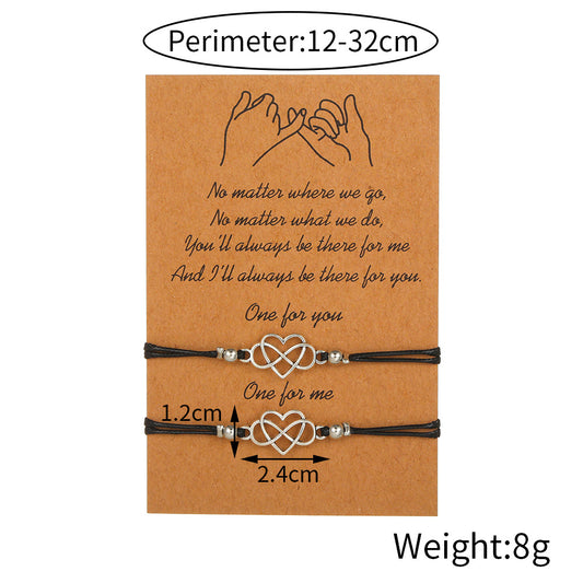 Sweet Minimalist Geometric Heart Alloy Hand-woven Bracelet Set