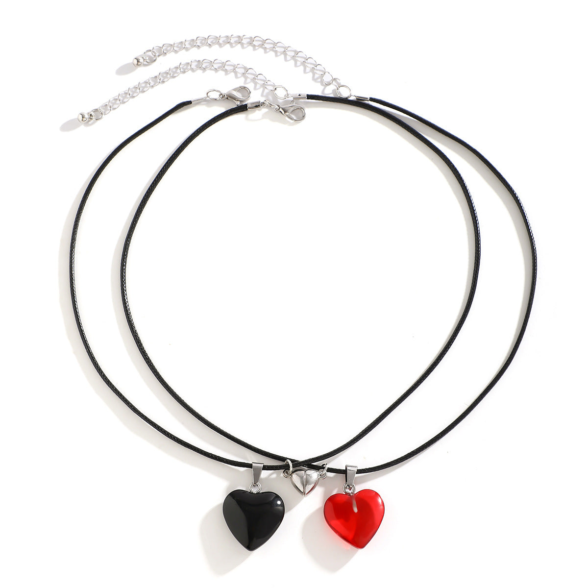 Collar Retro Magnético Rojo Corazón San Valentín para Mujer con Acabado Galvanizado y Colgante de Cristal