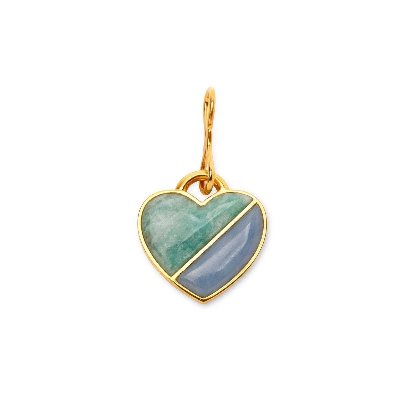 Fashion Gold Plated Brass Heart and Floral Jade Pendant Charm Bar Necklace for Unisex