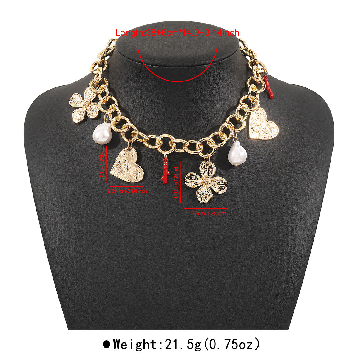 Collana da Donna con Ciondolo a Cuore e Fiori in Stile Dolce Ins Lega di Zinco Placcata con Catenina a Medaglione