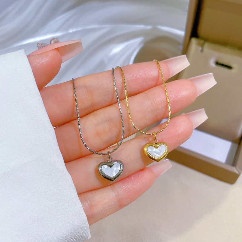 Minimalist Heart Geometric Titanium Steel Collar Necklace for Women