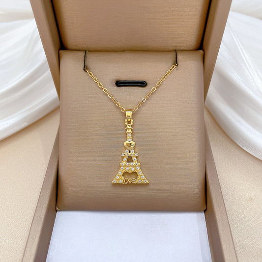 Collana con ciondolo a luna geometrico minimalista per uomo e donna, catena sottile per clavicola in acciaio inossidabile con strass completi