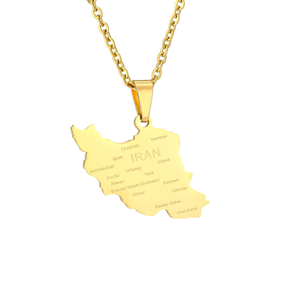 Collana con Pendente Geometrico in Stile Etnico in Acciaio Inox con Pendente in Acciaio al Titanio e Finitura Galvanizzata per Coppie