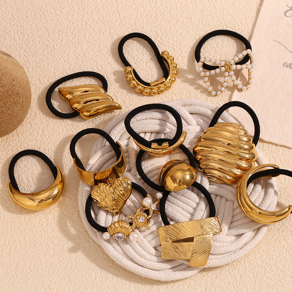 Vintage Butterfly Wing Hair Tie for Women Made of Stainless Steel with 18K Gold Plating