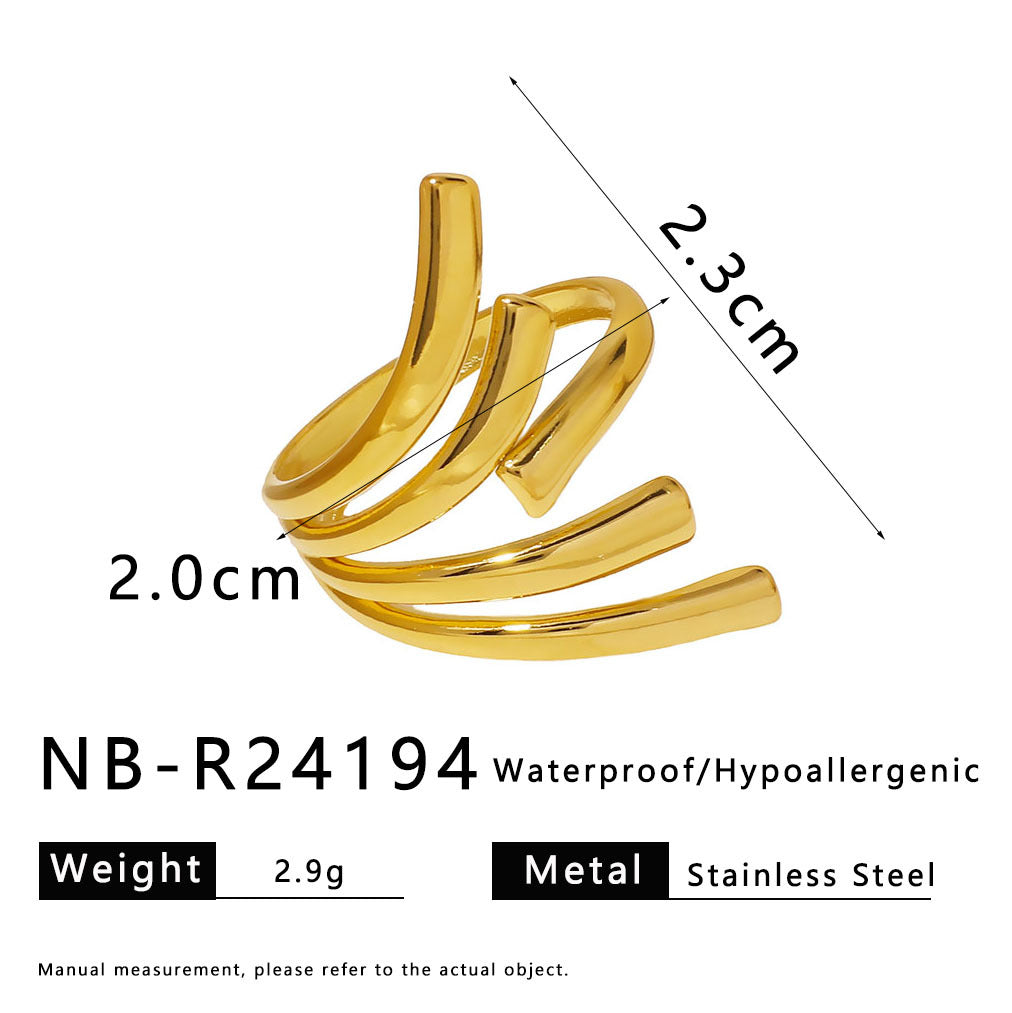 Minimalist Geometric Stainless Steel Ring with Gold Plating for Women and Men