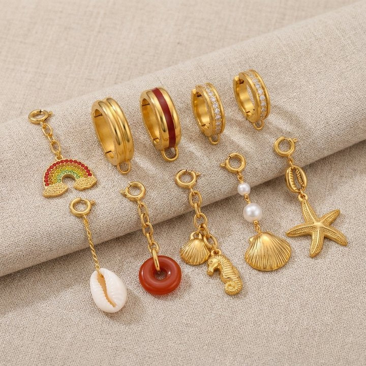 18K Gold Plated Stainless Steel Titanium Steel Bikini Charm Bar Connector