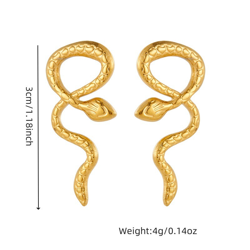Minimalist Stainless Steel Snake Animal Earrings for Women