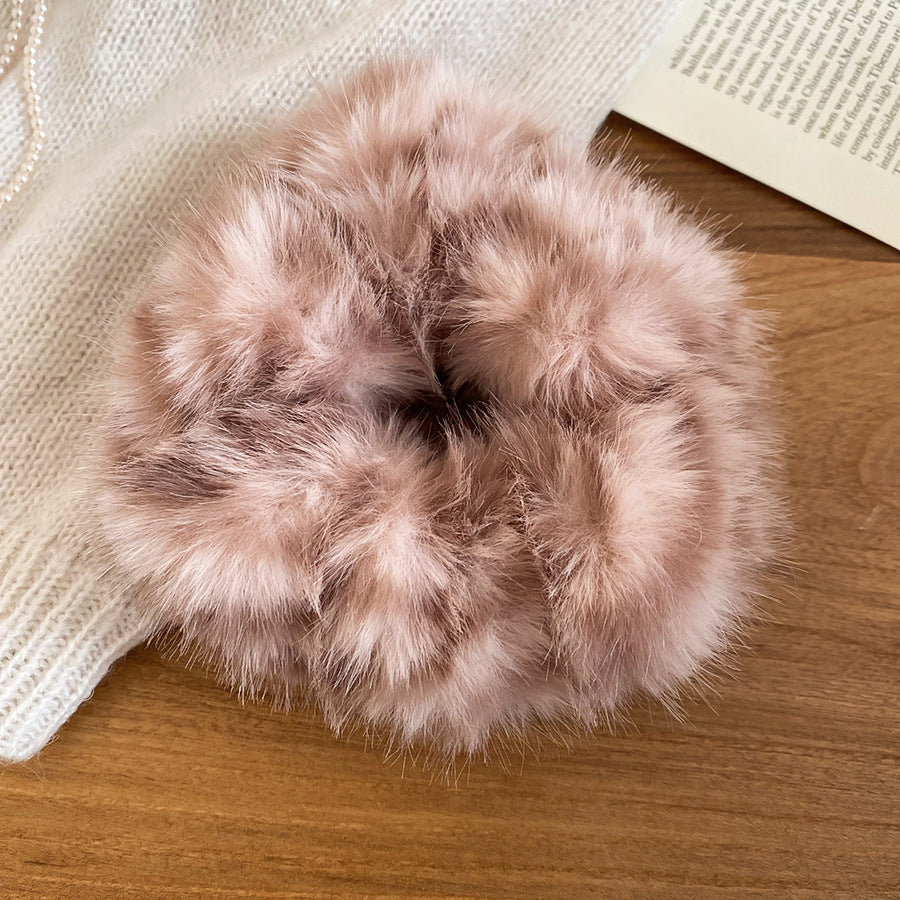 Coletero Elegante de Peluche Suave a Rayas para Cola de Caballo con Diseño Minimalista y Patrón Geométrico para Mujer